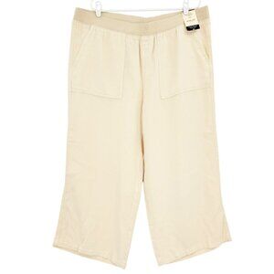 St. Johns Bay Women's Pull-on Wide Leg Easy Fit High Rise Birch Crop Pants 1X NW